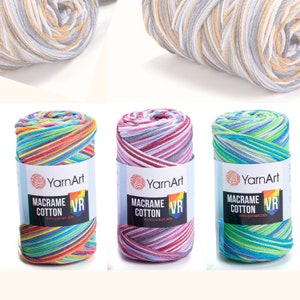 YarnArt Makramee Baumwollschnur bunt, Polyester Seil, Hausdekoration Garne, Teppiche Garn, Geschenke Ideen für Handwerker, Häkel- und Strickgarn