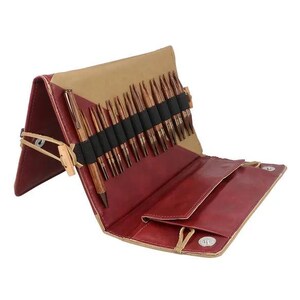 Interchangeable knitting needle set – KnitPro Ginger Regal 10cm tips with cords, markers and leather case