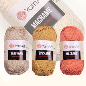 Corda per macramè YarnArt, Filato per macramè, Corda in poliestere, Filato per tappeti, Filato per decorazioni per la casa, Idea regalo per artigiani, Filato per uncinetto e maglia, 90g