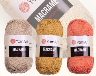 YarnArt macrame cord, Macrame yarn, Polyester rope, Rugs yarn, Home decoration yarn, Gift idea for crafters, Crochet and knitting yarn, 90g