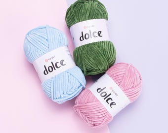 YarnArt Dolce Plush Yarn 100g, Velvet Chenille Yarn, Soft Polyester Yarn for Blankets Toys and Accessories