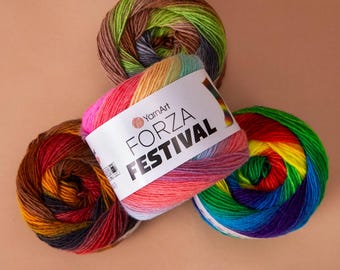 YarnArt YarnArt Forza Festival Yarn 100g, Wool Polyamide Sock Yarn, Fine Knitting Yarn for Socks Sweaters and Accessories