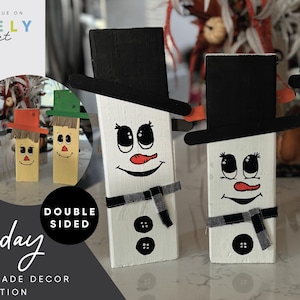 Decoração de boneco de neve com espantalho reversível: conjunto de outono e inverno feito à mão