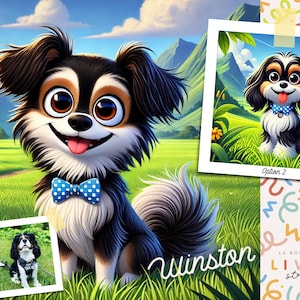 Custom Pixar-Style Pet Portrait | Custom Designs | Includes Two Unique Options | Fun & Lively Pet Art