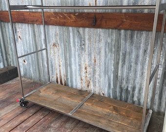 Rustic Rolling Clothing Rack
