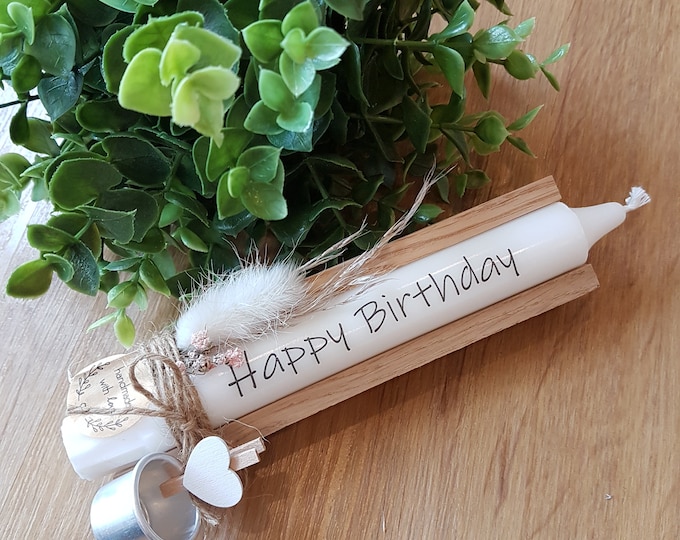 Kerze mit Spruch in HOLZBOX, Kerze Geschenk, Geburtstagsgeschenk