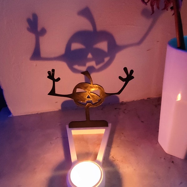 Halloween Teelicht Kerze Schattenspiel Kürbis Deko Dekoration Grusel Halloweendeko