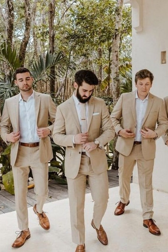 Beige shop groomsmen attire