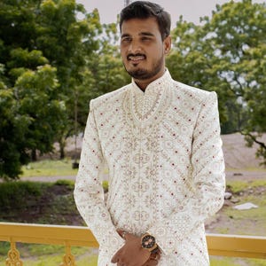Awesome Sherwani for men, Luxury Stylish Man sherwani , Ethnic Wedding Wear sherwani Groom wear sherwani, white sherwani, groom outfit,