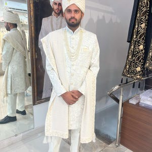 PREMIUM Ivory SHERWANI For Groom, Indian groom dress, groom sherwani, sherwani men wedding white, groom wedding outfit, groom outfit,