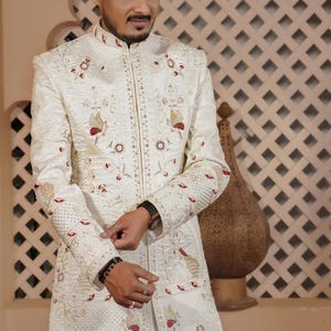 Classic Sherwani for Groom, Luxury Sherwani, Man sherwani, Groom wear sherwani, white sherwani, groom outfit, Groom wedding dress,
