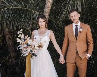 Rust wedding suit, stylish look Luxury suit, Ethnic Wedding Wear 2 Piece Suit, Groom wear two button suit,