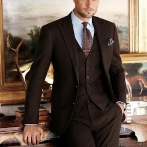 Suit For Men, Brown KASHMIRA TWEED Woolen Men&#39;s Suit For Wedding, Groom and Groomsmen suit, Occasion wear suit, Business suit, Tailored Suit