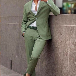 Wedding suit, Green mens suit, Luxury stylish  2 piece suit for men, Ethnic Wedding Wear Suit Groom wear and groomsmen suit,
