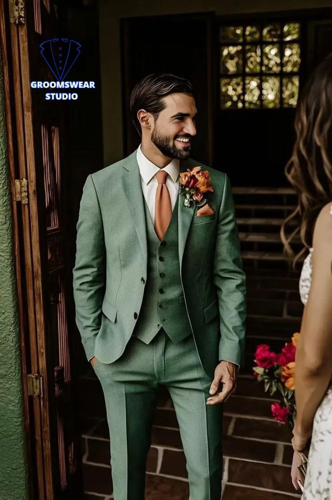 Basic Costom For Men Sage Green Men's Suit for Groom and Groomsmen Suit, Wedding Suit ...