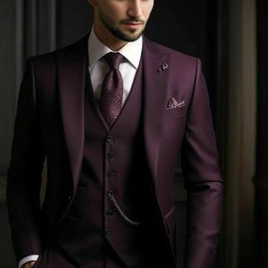 Regal Purple Men&#39;s 3 Piece suit for wedding, Groom and Groomsmen suit, Engagement prom suit,  Party wear suit, Tailored  by GroomwearStudio