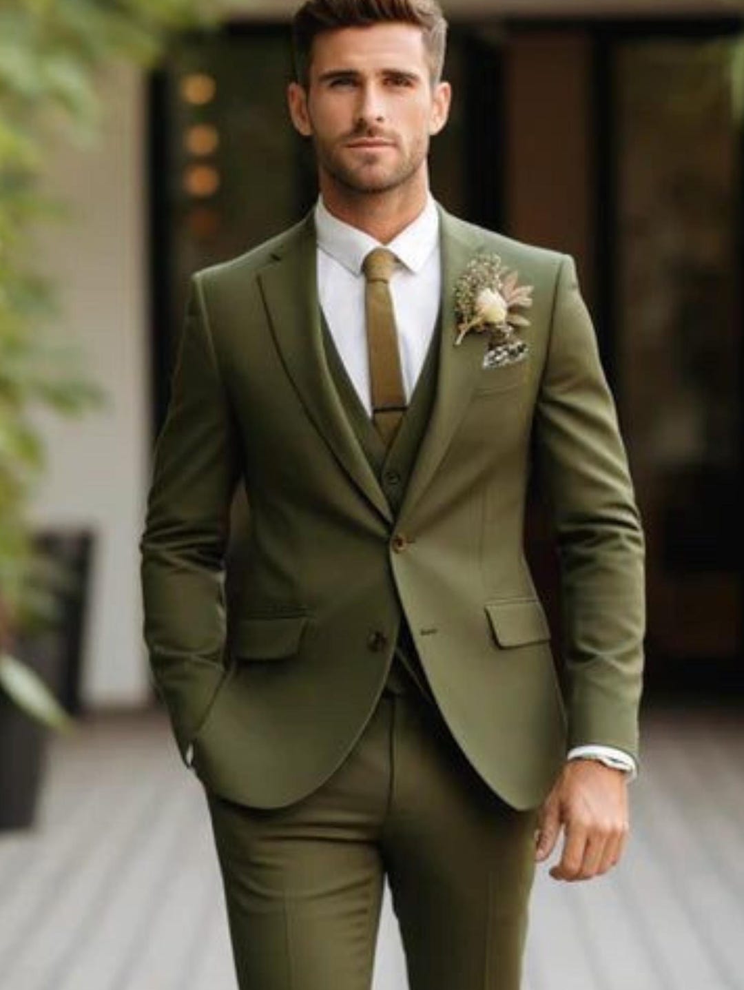 Olive Green 3piece Suit Custom Groom Wedding Suit Etsy — free download