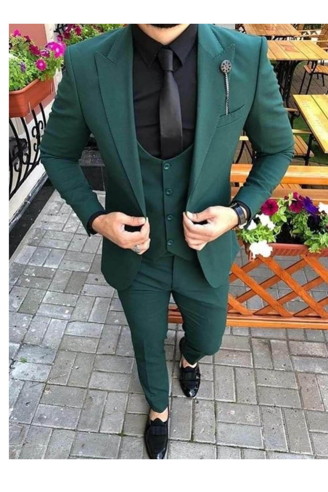 Basic Costom For Men Men's Green Suit, Suit for Men, Engagement Suit, Wedding Suit, Luxury 3 ...