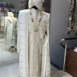 PREMIUM Ivory SHERWANI For Groom, Indian groom dress, groom sherwani, sherwani men wedding white, groom wedding outfit, groom outfit,