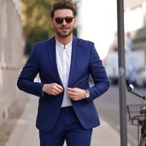 Mens suit, Blue suit, 2 piece suit, Luxury stylish suit, Ethnic Wedding Wear Suit, Groom wear suit, groomsmen suit, engagement suit,