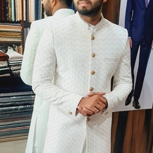 Sherwani for men, Luxury Stylish Man sherwani , Ethnic Wedding Wear sherwani Groom wear sherwani, white sherwani, groom outfit,