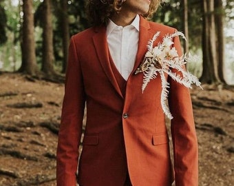 Suit for men, Luxury suit Rust wedding suit stylish look Ethnic Wedding Wear 2 Piece Suit, Groom wear two button suit,