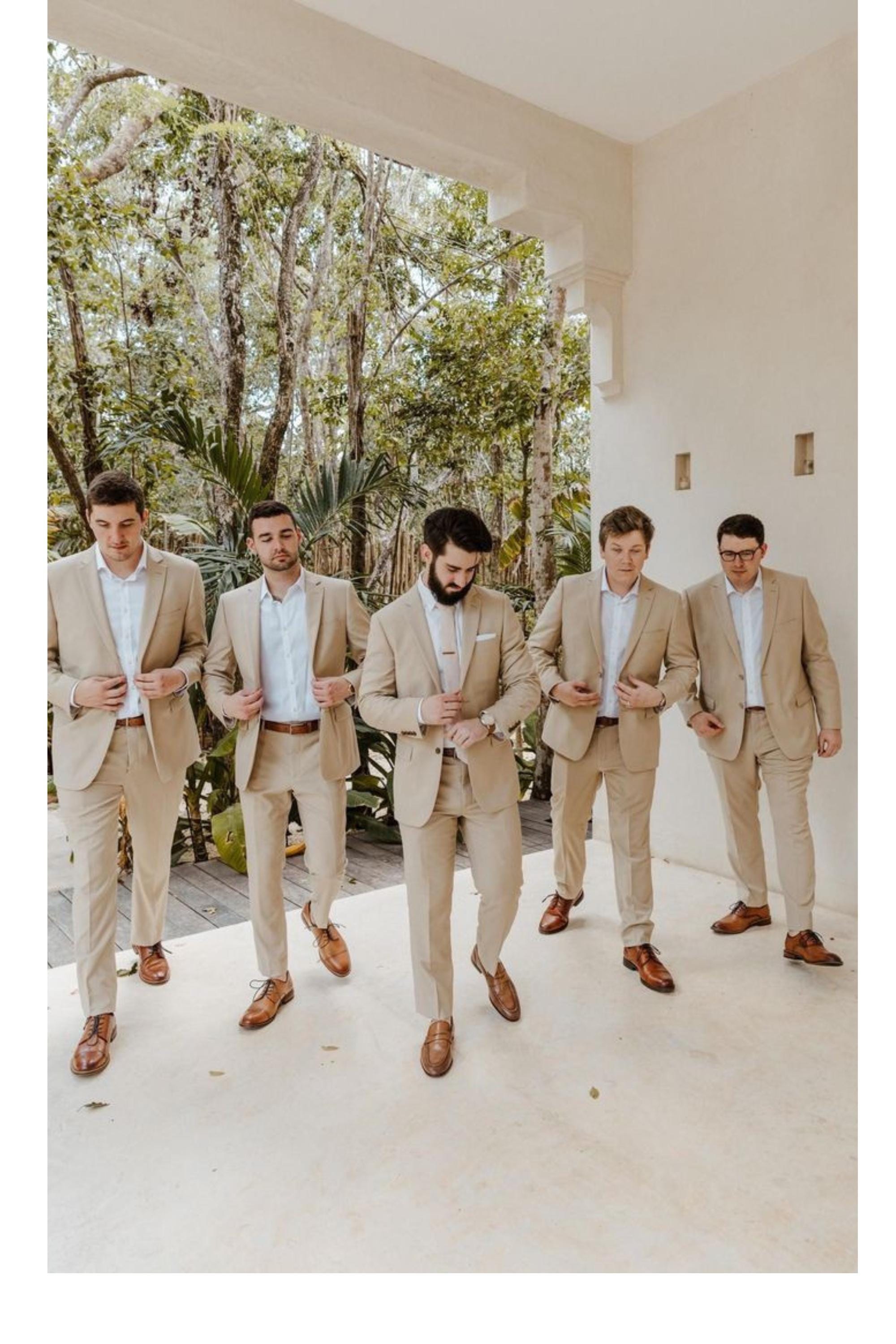 thumbnail image 2 of 38 Linen Suit - Mens Summer Suits In Beige Color - Beach Wedding 2 of 10