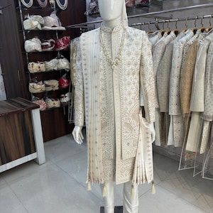 PREMIUM Ivory SHERWANI For Groom, Indian groom dress, groom sherwani, sherwani men wedding white, groom wedding outfit, groom outfit,