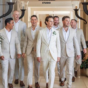 Men&#39;s Classic Ivory 2 Piece Suit for wedding, Groom and Groomsmen suit,Engagement prom suit, Occasion wear suit, Gift for men, Tan Suit