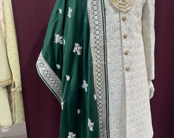 Green Shawl for Groom,  sherwani shawl, wedding shawl men, men shawl men, Indian Groom shawl, sherwani shawl, Groom wedding shawl,
