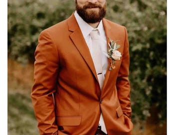 Terracotta Rust men suit men&#39;s Suit for Groom and Groomsmen suit, wedding suit, Engagement prom suit, party wear suit, Classic suit