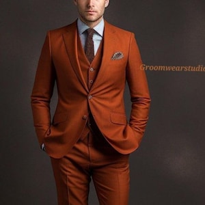 Classic  Rust/Terracotta  suit for men ,Groom Suit, Groomsmen suit, wedding suit,  Engagement prom suit, party wear suit, Costom suit