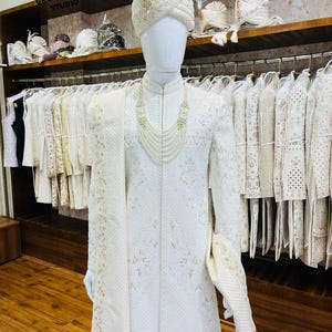 PREMIUM Ivory SHERWANI For Groom, Indian groom dress, groom sherwani, sherwani men wedding white, groom wedding outfit, groom outfit,