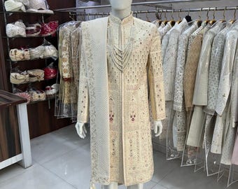 PREMIUM Elegance SHERWANI For Groom, Indian groom dress, groom sherwani, sherwani men wedding white, groom wedding outfit, groom outfit,
