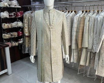 PREMIUM Ivory SHERWANI For Groom, Indian groom dress, groom sherwani, sherwani men wedding white, groom wedding outfit, groom outfit,