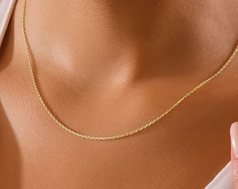 14K Gold Cable Chain , Fine Dainty Chain For Women , Gold Chain Necklace , Chain For Pendant , Handmade Jewelry , Gift for Her, Mom Necklace