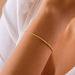 Dainty 14K Gold Filled Box Chain Bracelet, Handmade Jewelry