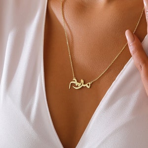 14K Gold Personalized Arabic Name Necklace, Custom 14K Gold Name Necklace, Arabic Calligraphy Name Necklace, Islamic Gift, Mother&#39;s day Gift