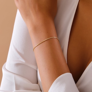 14K Gold Box Chain Bracelet, Gold Chain Bracelet, Chain Bracelet, Gift for Her, Birthday Gift, Mother&#39;s Day Gift,