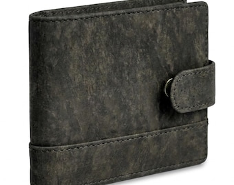 Gift for Him | Black RFID Blocking Vegan Wallet | Cork Bifold with Coin Pocket | 3rd, 5th Anniversary Gift
