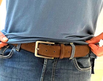 Men's Brown Belt | Vegan Leather Belt for Jeans | Wide Cork Belt 38mm