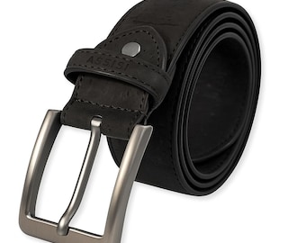 Gift for Him | Men's Black Vegan Leather Belt | Cork Accessory in Gift Box | 3rd & 5th Anniversary