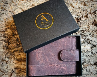 Mens Vegan Wallet by Assisi Style - Brown Cork Wallet for Men, RFID Blocking - Vegan Birthday Gift
