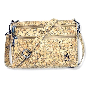 Vegane Handtasche für Frauen – Korkleder Crossbody Bag von Assisi Style – Handgemachtes nachhaltiges Geschenk für Sie – Tierversuchsfreie Designertasche