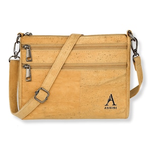 Sac à main végétalien pour femme - Sac à bandoulière en liège naturel fait main - Sac de designer durable léger et spacieux par Assisi Style