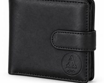 Cactus Leather Trifold Wallet Men, RFID Blocking, Vegan Gift for Him, 12 Card Slots, Coin Pocket