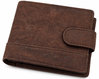 Men's Brown Wallet | RFID Blocking Vegan Leather | Cork Bifold for Cards, Cash & Coins