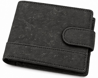 Men's Black Wallet | RFID Blocking Vegan Leather | Slim Cork Bifold for Cards & Cash