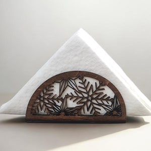 Serviettenhalter aus Holz Weihnachten Schneeflocken Tisch Dekor Bauernhaus Winter Dekoration Geschenk für Sie, Housewarming Familiengeschenk Küche Aufbewahrung