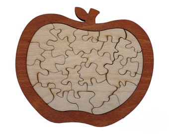 Wooden Apple Puzzle, Hand Painted, Kids Home Activity, Puzzle lovers Entertainment